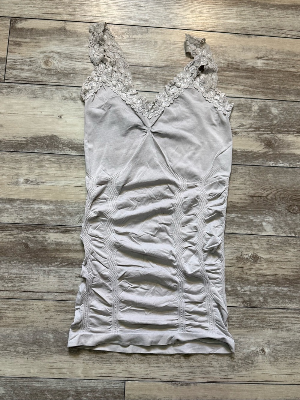 Kismet Lace Strap Ruched Tank Grey